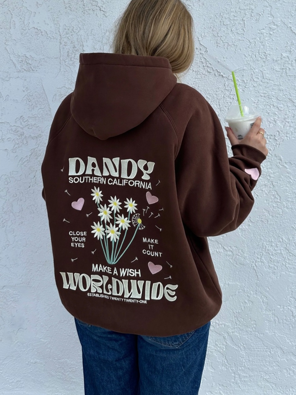 Dandy Make A Wish Oversized Lux Hoodie in chocolate brown size XL